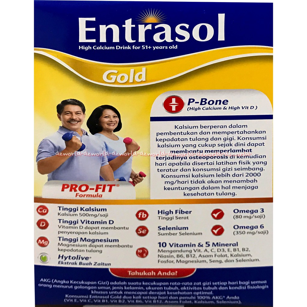 Susu Entrasol Gold Vanilla Coklat 600gr Susu High Kalsium untuk 51+ Rasa Vanila Chocolate