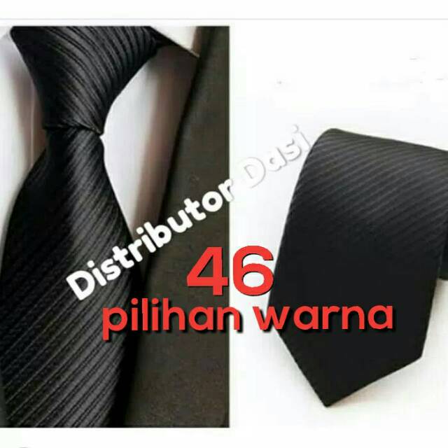 Dasi pria hitam premium lebar 2 , 3 , 4 inchi slim sedang besar distributor dasi grosir