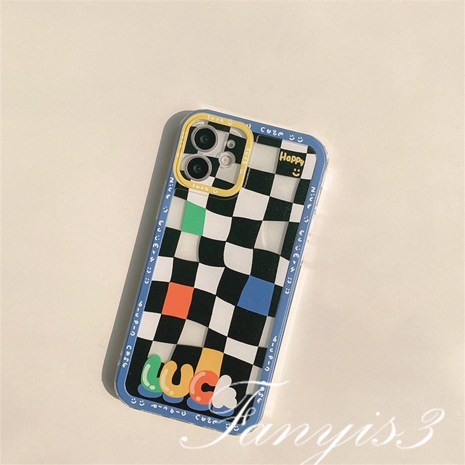 OPPO A17 A17k A77 A77s A57 A76 A96 A16 A16s A15 A15s A54 A74 A55 A95 A94 A93 A53 A33 A32 A9 2020 A3s A5s Reno 7Z 6 5 F11 F9Pro Colorblock Checkerboard Phone Case Clear TPU Soft Cover