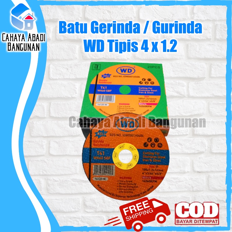 Batu Gerinda WD Tipis 4&quot; x 1.2 Gerinda Potong Cutting Wheel