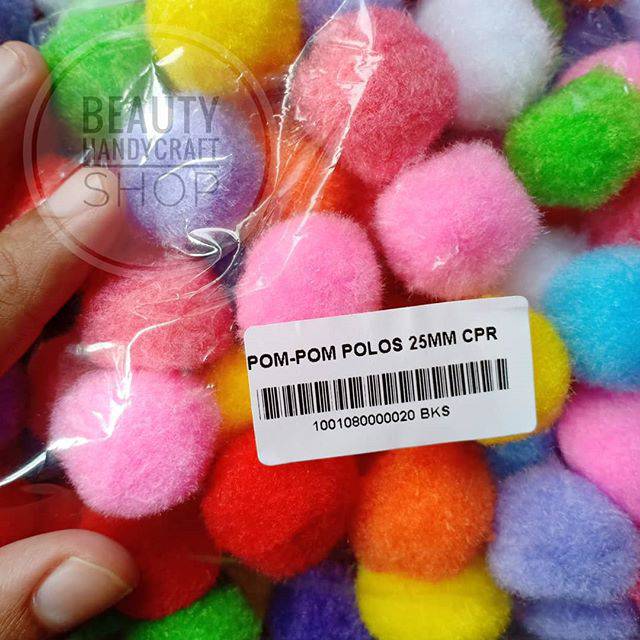 Pompom polos 2,5cm mix warna isi 100 bh