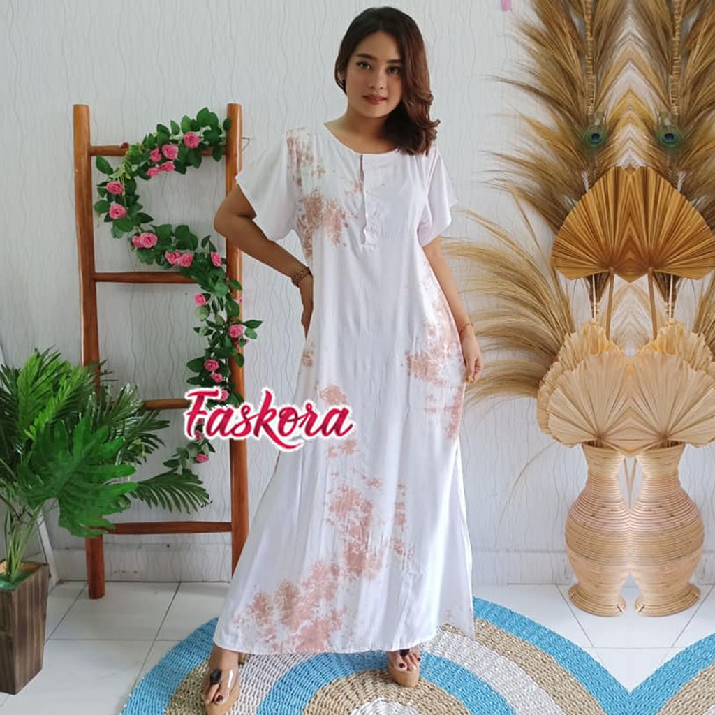 Long dress Tie dye Jumbo Lengan Pendek - Dress Tie dye Panjang Polos Terbaru