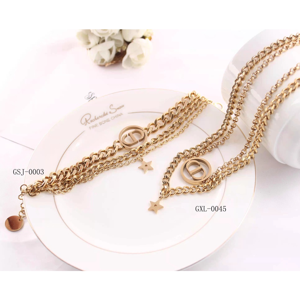 Set titanium perhiasan fashion kalung dan gelang  0003.0045