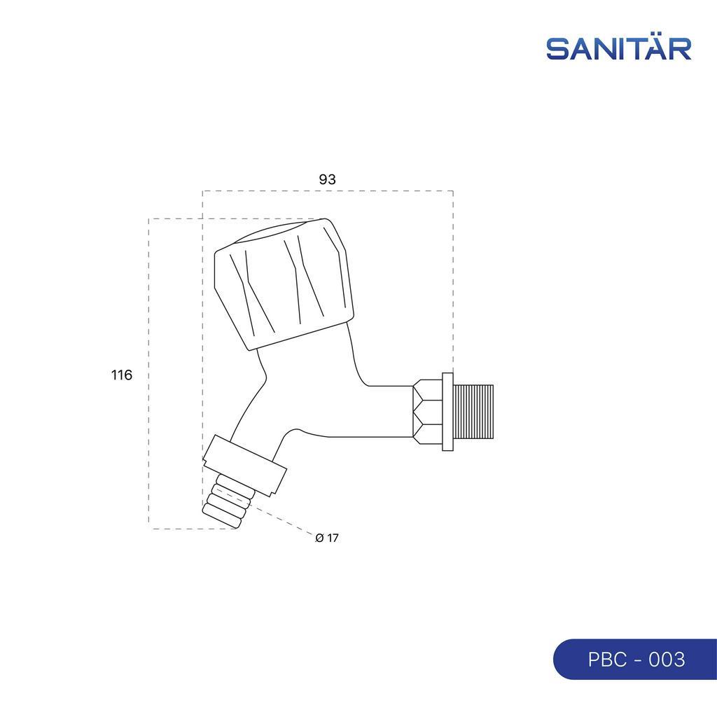 SANITÄR Kran Air Plastik 1/2 Inch Taman Keran Tembok PVC SANITAR