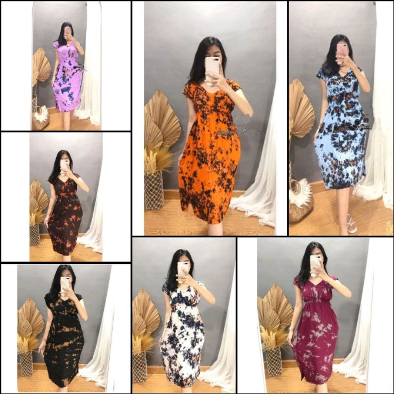 DASTER MANOHARA PENDEK MOTIF TIE DYE MURA BAHAN RAYON