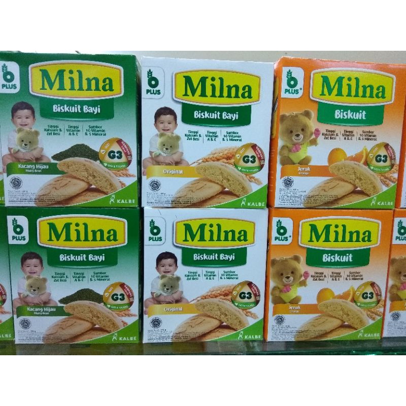 Milna Biskuit Bayi Rasa Original Kacang Hijau dan Jeruk 130 Gram