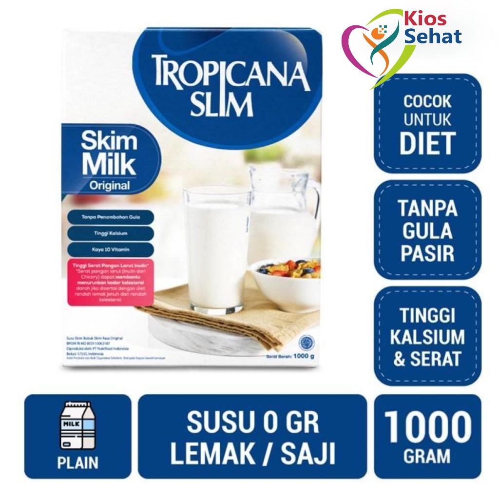 

Tropicana Slim - Susu Skim Plain (1000 gr) - Bantu Turunkan Kolesterol