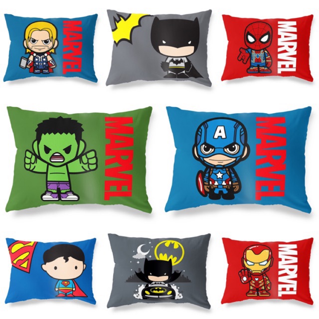 Bantal Tidur Anak Print Motif Superhero - Superman / Batman / Captain America / Spiderman / Hulk / Thor / Marvel / Avangers - Pusat Kado Murah