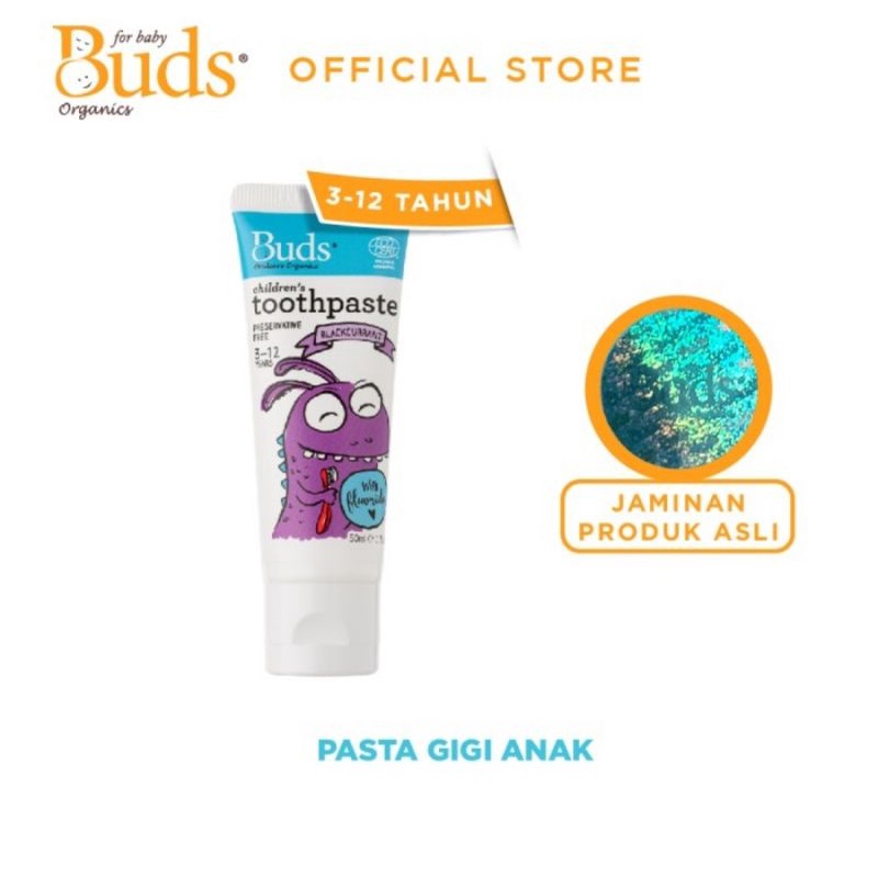 Buds Organics Toothpaste With Fluoride Usia 3-12 Tahun Ukuran 50 ml