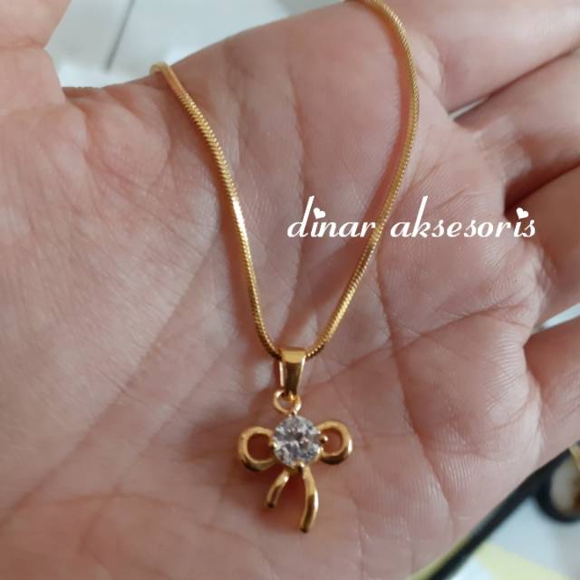 KALUNG LIONTIN TITANIUM PITA PERMATA GOLD