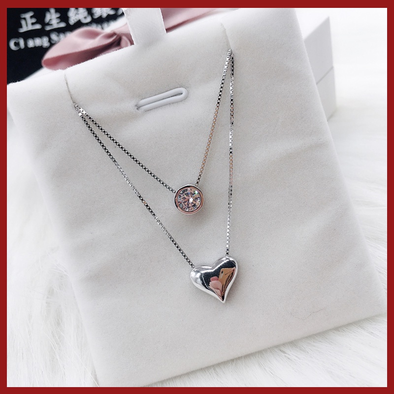 Kalung Model Lapis Ganda Bahan S925 Silver Gaya Korea Untuk Wanita