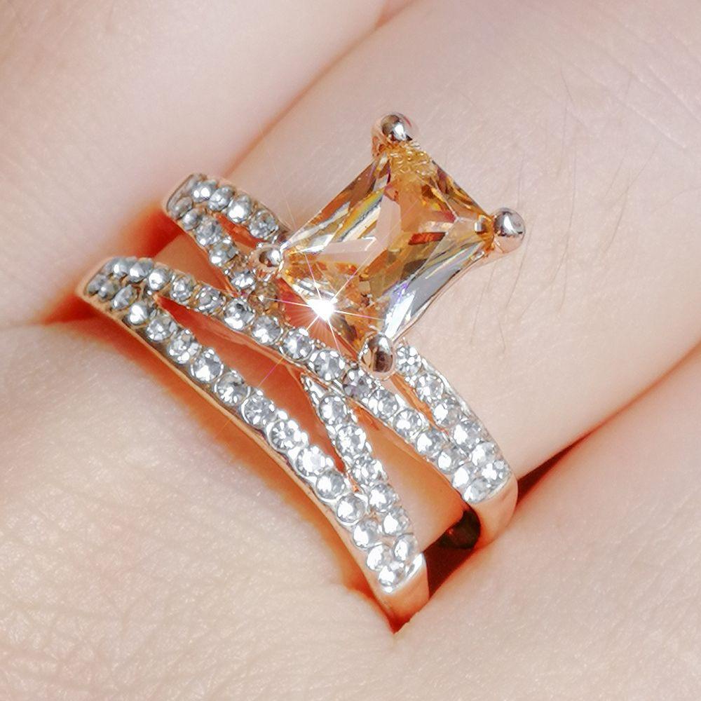 Nanas Cincin Susun Wanita Gadis Jari Fashion Pertunangan Rose Gold Sederhana Knuckle Joint Ring