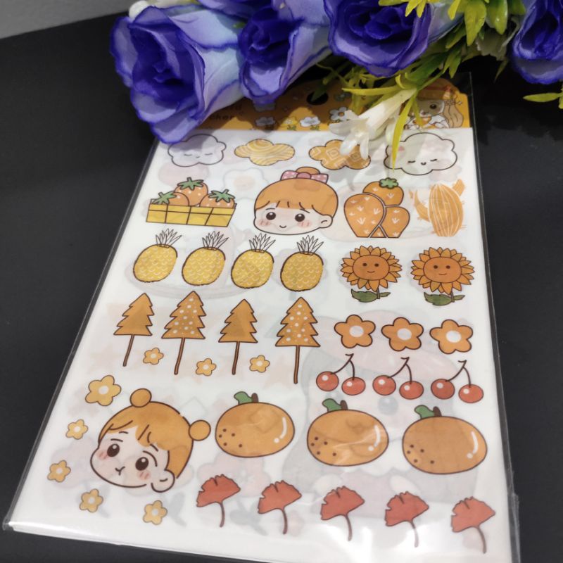 

Sticker DIY cute hiasan planner journal diary bujo 1 set isi 4 lembar