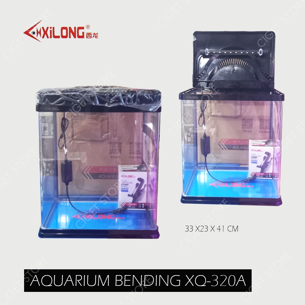 AQUARIUM BENDING XILONG XQ-320A FULLSET free kabinet jati Belanda