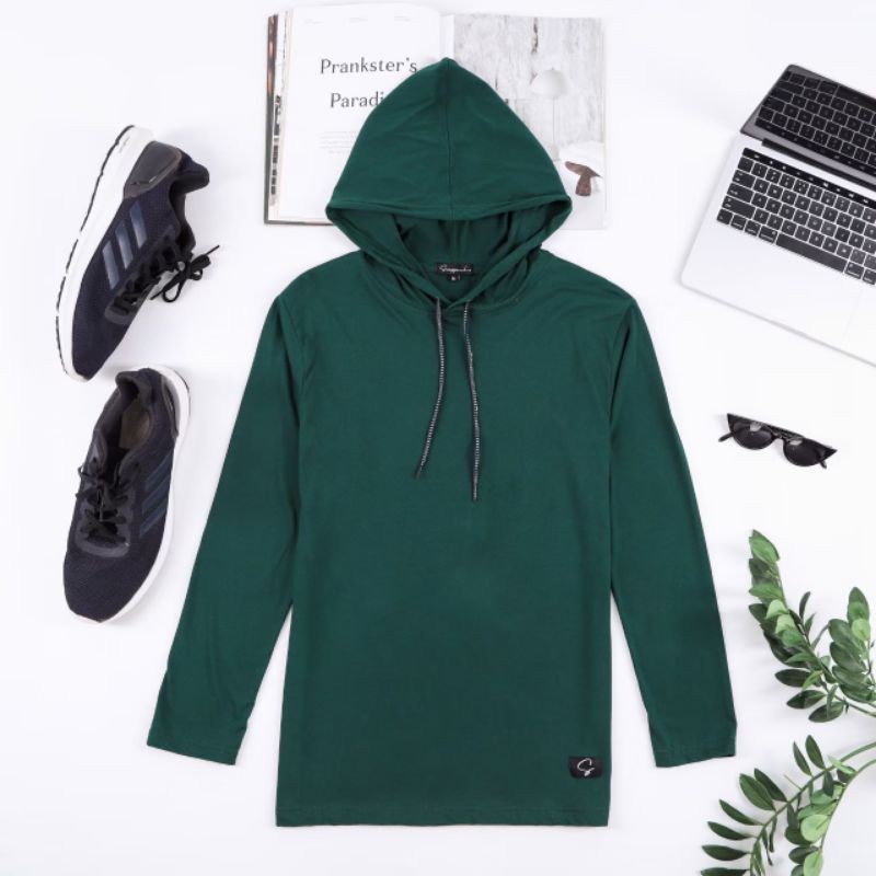 BAJU KAOS HOODIE LENGAN PANJANG PRIA WANITA KUPLUK PENUTUP KEPALA POLOS PREMIUM KATUN ORIGINAL SUA