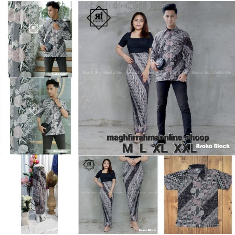 COUPLE BATIK / BATIK MODERN / SERAGAMAN BATIK MOTOF ASOKA BLACK