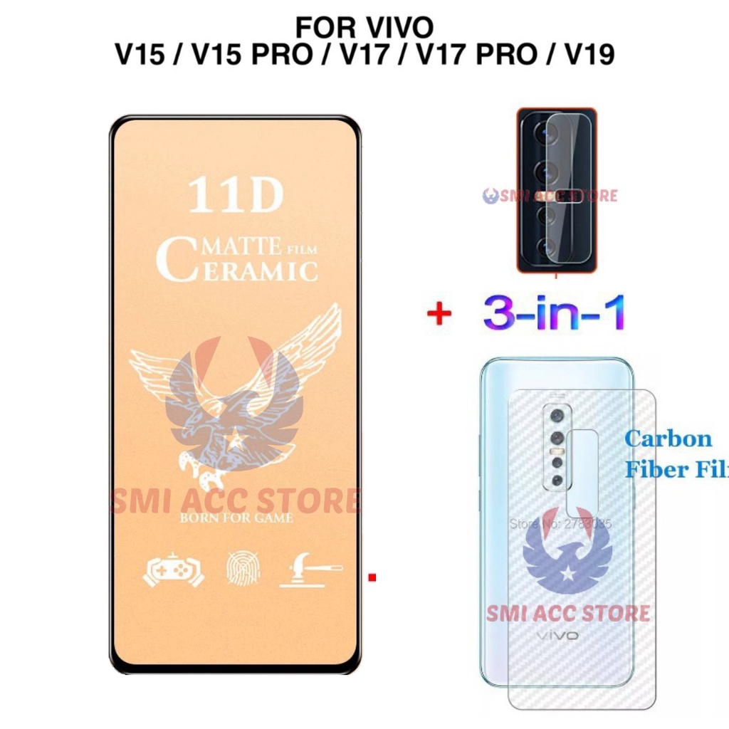 PAKET TG VIVO V15 / V15 Pro / V17 / V17 Pro / V19 Tempered Glass Ceramic Matte 9D Anti Glare Anti Go