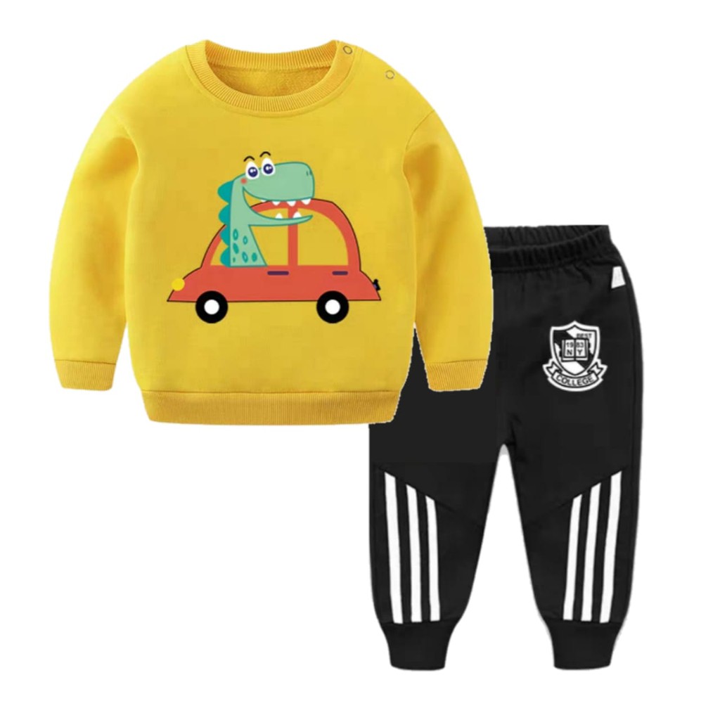 HappyOliver PASSWORD DINO MOBIL Setelan Sweater 1 - 7 Tahun Baju Anak BerKualitas