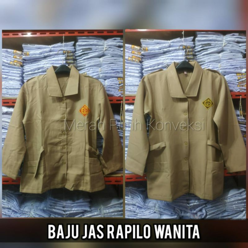 Baju Pramuka Bahan Rapilo Putri Model Jas Tali Belakang SD SMP SMA Pembina