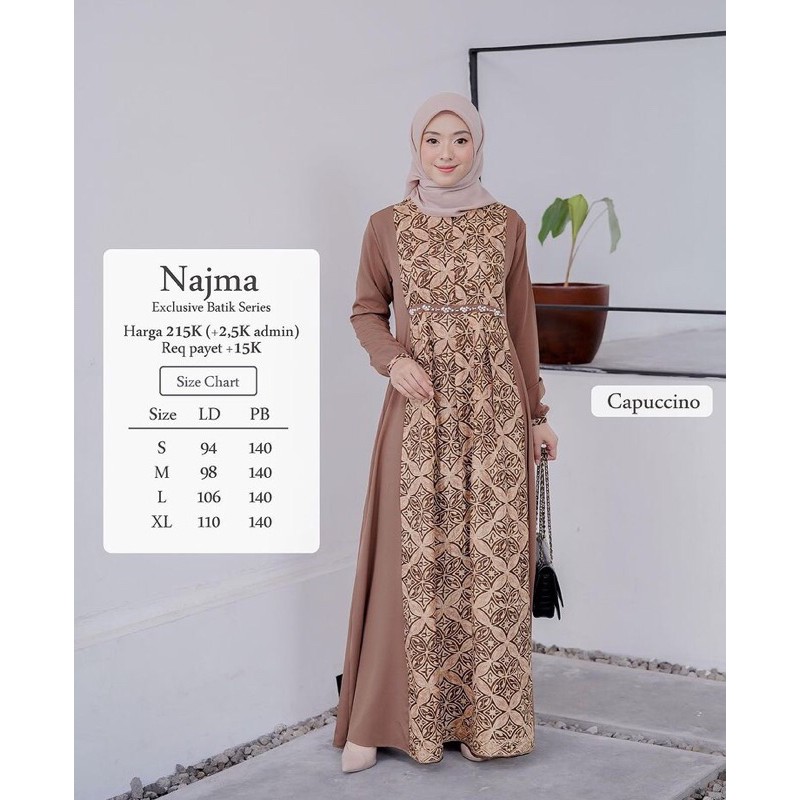 Najma Abaya Batik Series by BBC COLLECTIONS (with payet) CAPPUCINO SIZE M