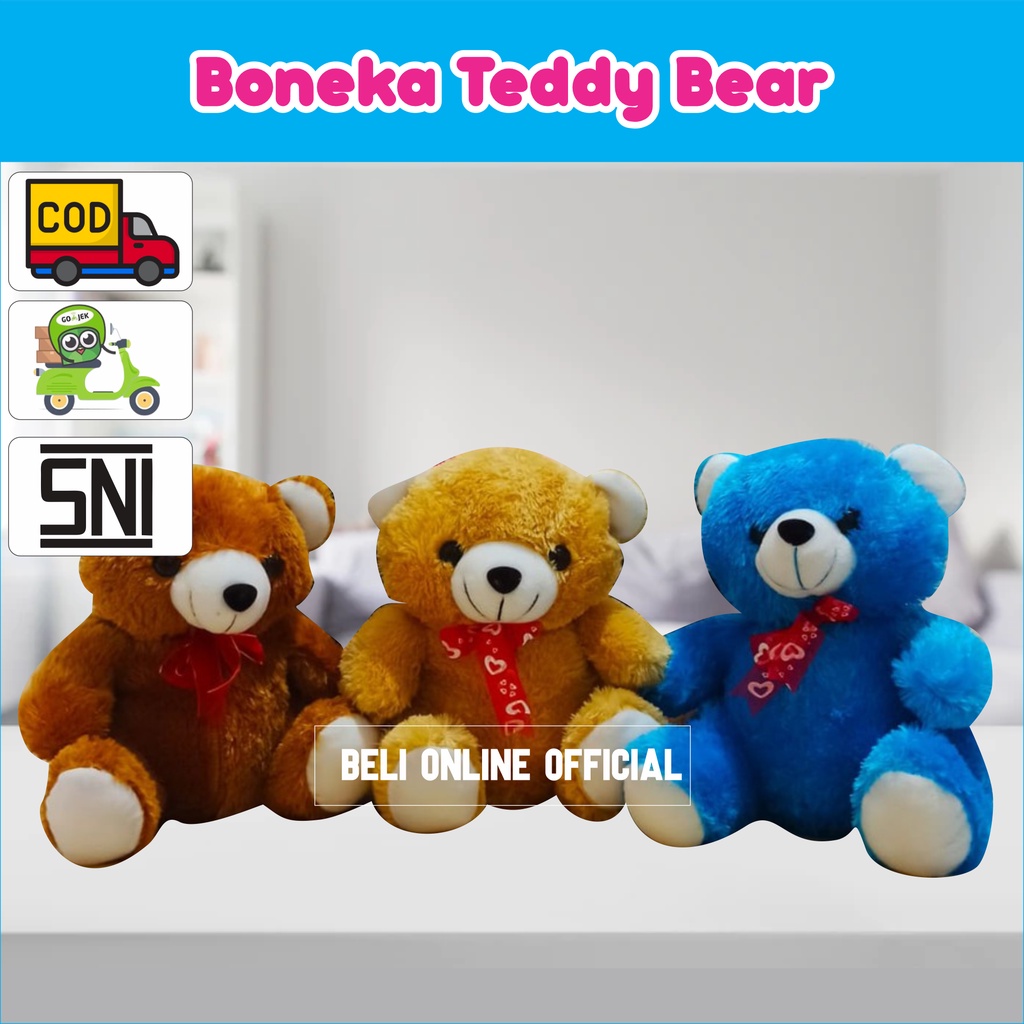 Boneka Beruang Teddy Bear Ukuran 40 Cm Lucu Imut Bahan Halus Kualitas SNI Tedy Ber Beruang Doll