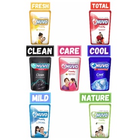 NUVO Sabun Mandi Cair REFFIL POUCH 250 ML MERAH BIRU PINK KUNING HIJAU COOL HITAM UNGU