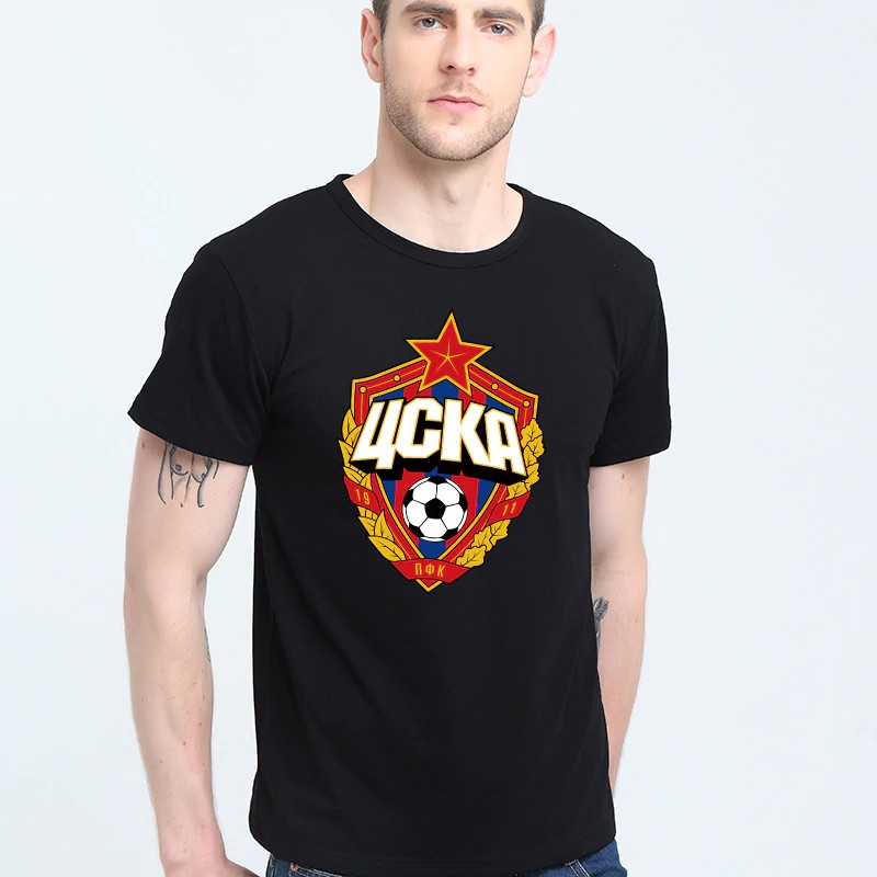 The central cska Moscow Russia LOGO T-shirt Top Lycra Cotton Men T shirt New Design High