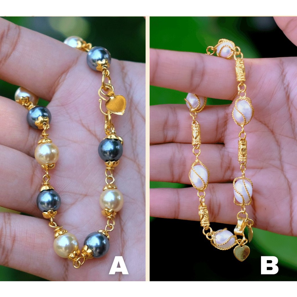 Gelang Mutiara Berlapis Emas