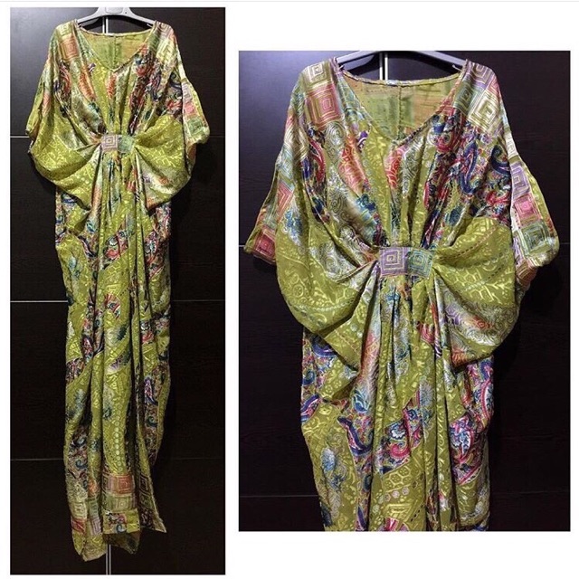 Kaftan lime bahan braso,all size ,ada tali dalam