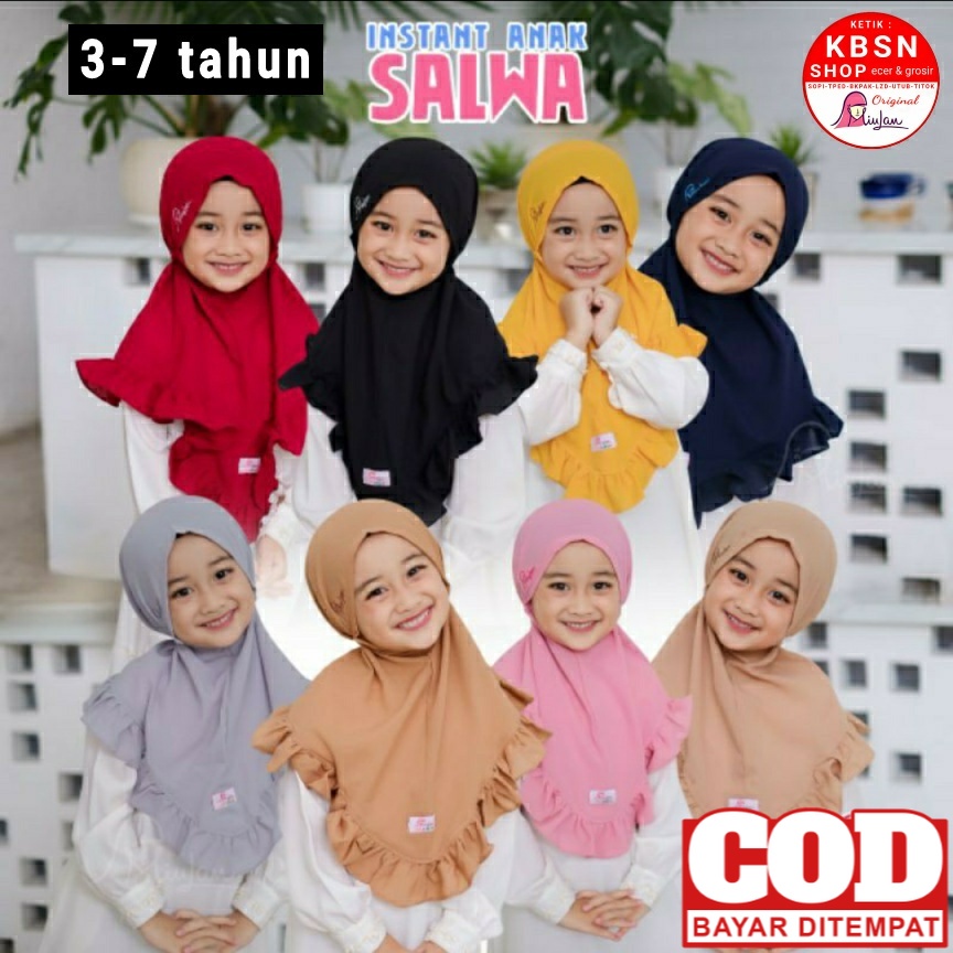 COD - MIULAN KERUDUNG INSTAN SALWA ANAK - JILBAB BERGO -ADEM DAN JAHITAN RAPI- kode H / kbsn cod REA
