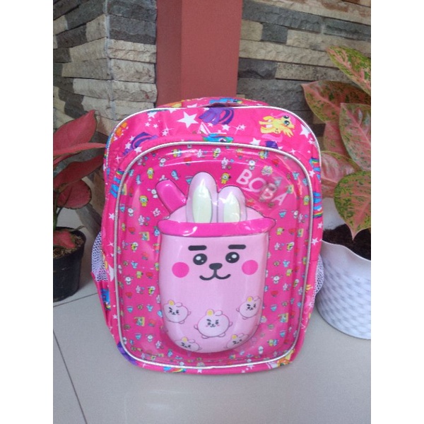 Tas anak SD motif timbul LED nyala tas perempuan