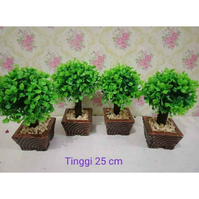 bunga sakura daun random bonsai mini artifisial dekorasi rumah meja dengan pot putih cantik