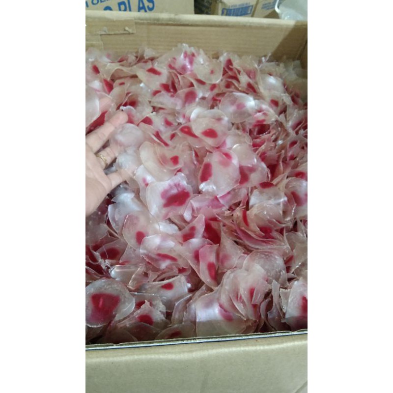 KRUPUK MERAH PUTIH MENTAH 1KG/KERUPUK MIE PECEL/KERUPUK ASLI MEDAN/KERUPUK MERAH PUTIH