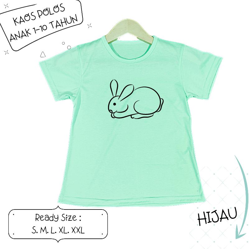 Baju Kaos Anak Cewek 3-12 tahun sampai Dewasa Jumbo RABBIT