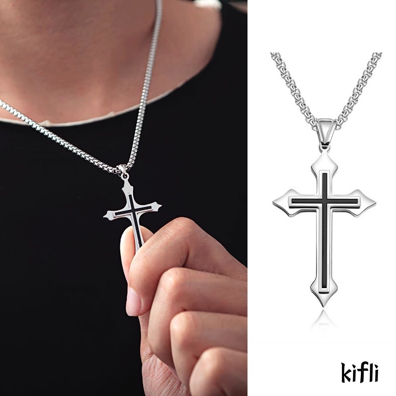 Hip Hop Cross Liontin Logam,Perak Kalung Untuk Pria,Wanita Unisex Tren Kalung,Fashion Aksesoris Hadiah
