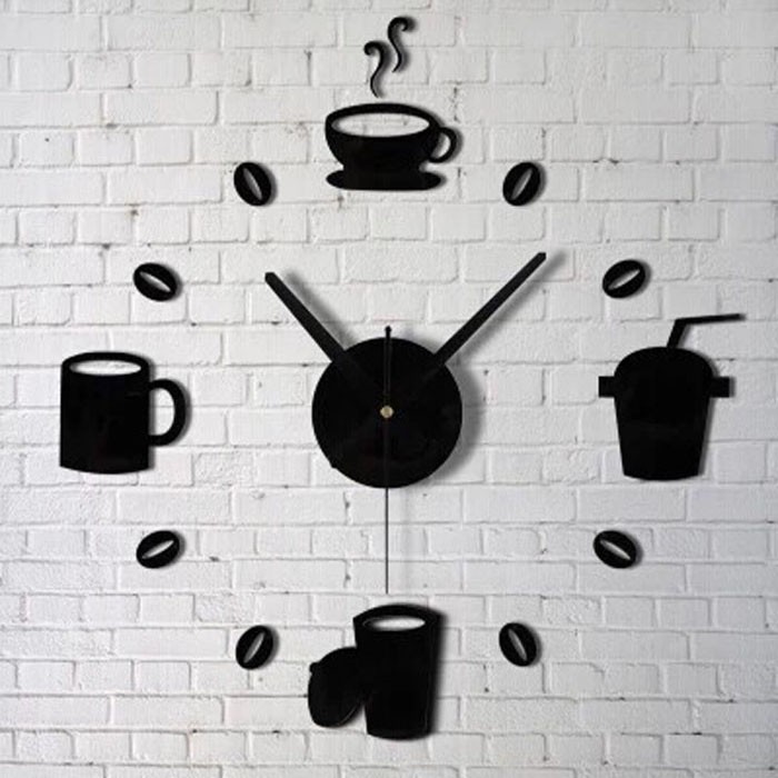 Jam Dinding Unik Kopi 3D DIY Wall Clock Coffee Besar Diameter 30-50cm