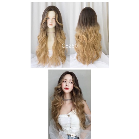 C8260 full wig korean layer wave tanpa poni 70 cm