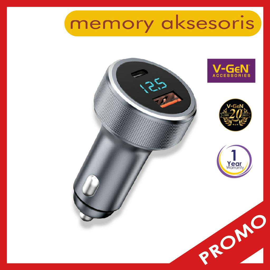 Car Charger V-GeN VCC2-34 QC3.0 PD36W Display Type C Charger Mobil