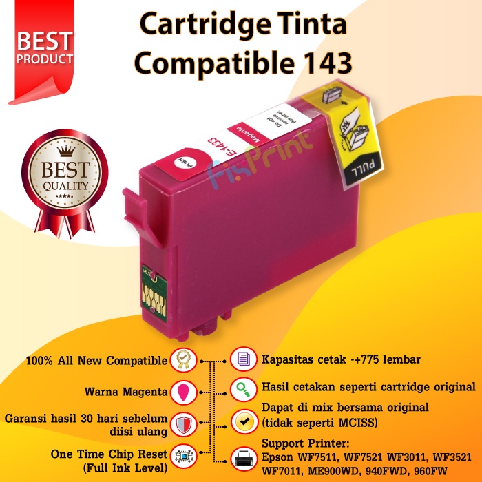 Compatible Cartridge Printer 143 T143 T 143 Black Cyan Magenta Yellow