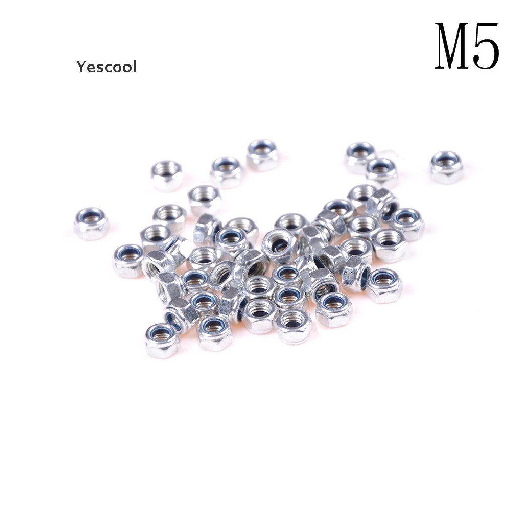 Yescool 50Pcs Mur Pengunci DIN985 M3 M4 M5 M6 Bahan Nilon