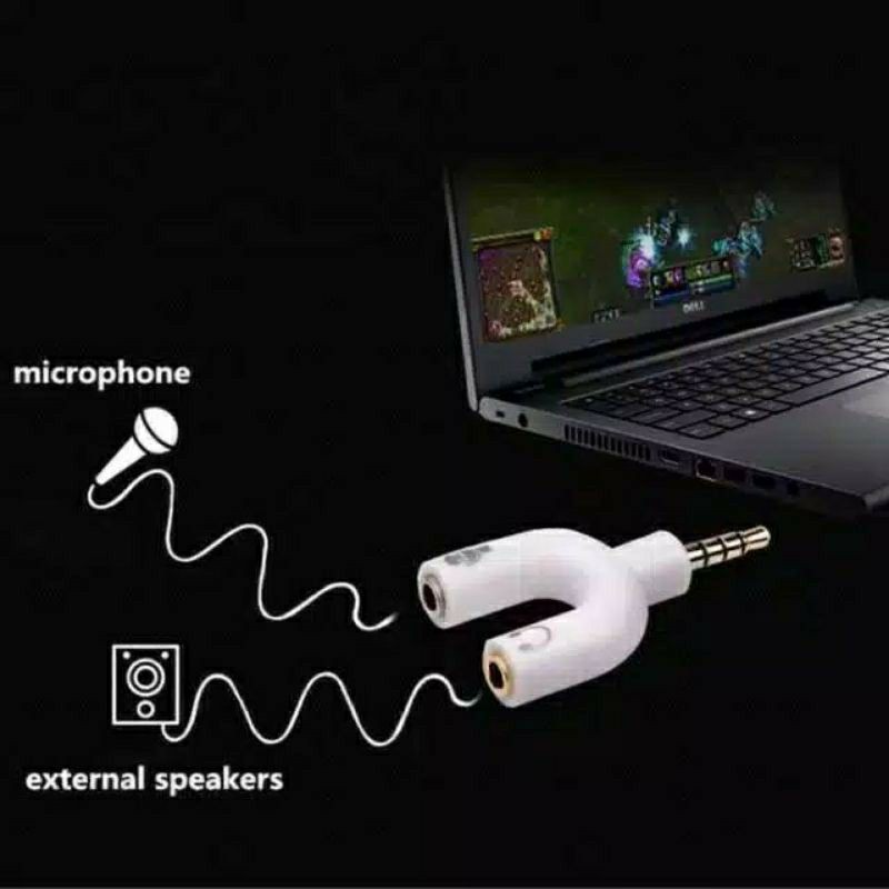 Audio Splitter U shape 2 in 1 Mic &amp; audio jack 3.5mm to Dual female Mysunstore