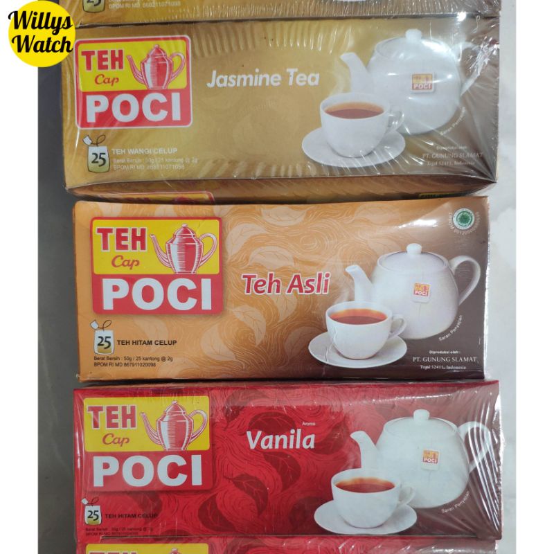 

TEH CELUP CAP POCI KOTAK BOX (isi 25 teabags)ASLI TEH HITAM / MELATI / VANILLA