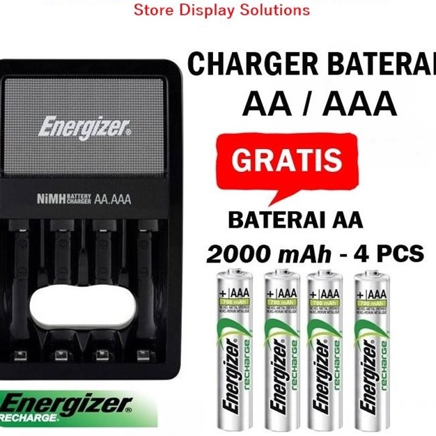CHARGER BATERAI AA / AAA + 4 BATERAI AA 2000 MAH ENERGIZER MAXI