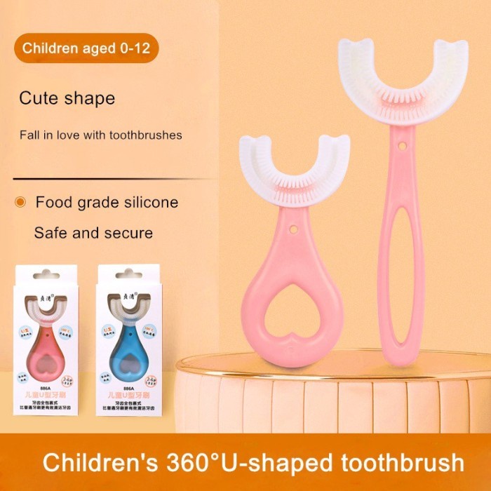 Sikat Gigi Silikon Anak bayi Bentuk U 360°- Toothbrush Baby Silicon - Biru