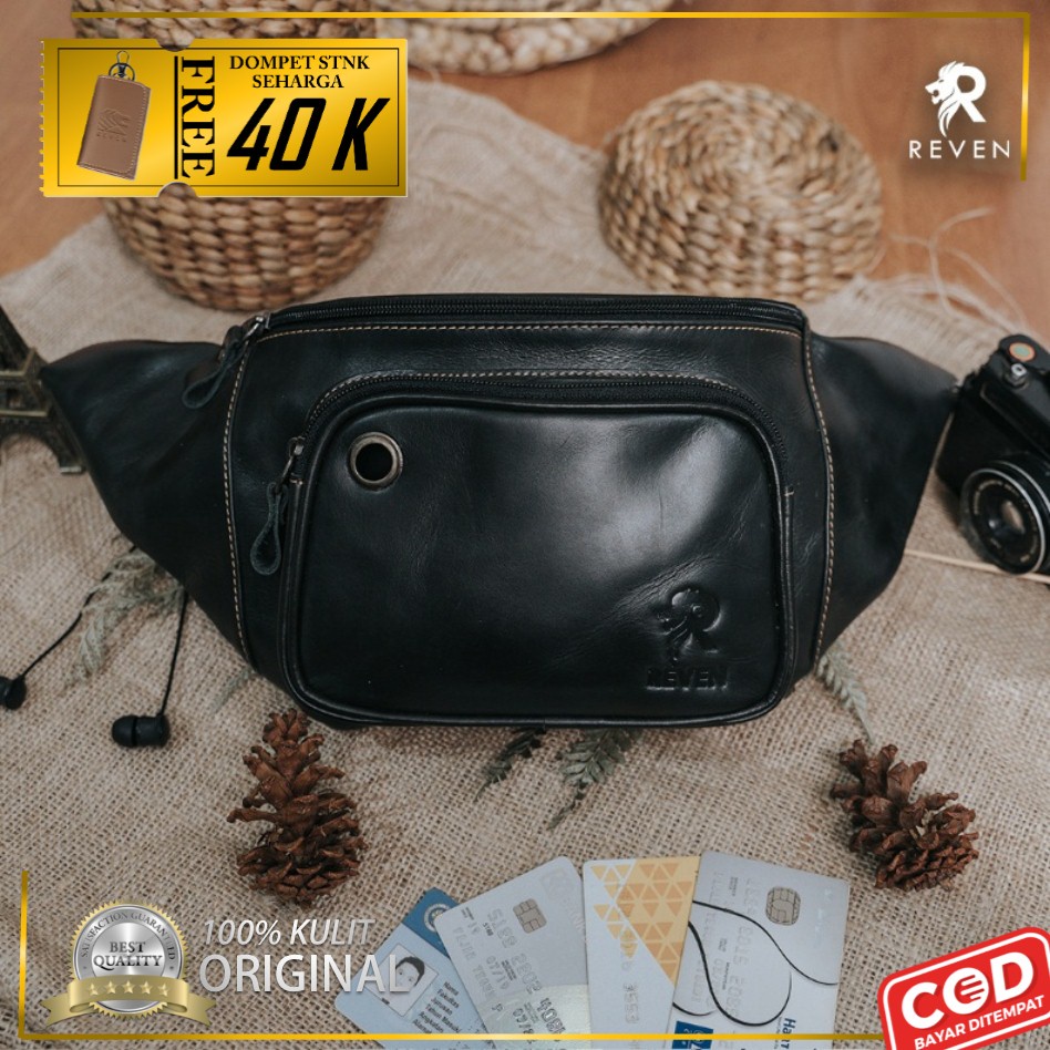 Tas Selempang Weistbag Waist Shoulder Waistbag Wesbag Weisbag Bag Slempang Pria Kulit Asli Reven Zeu