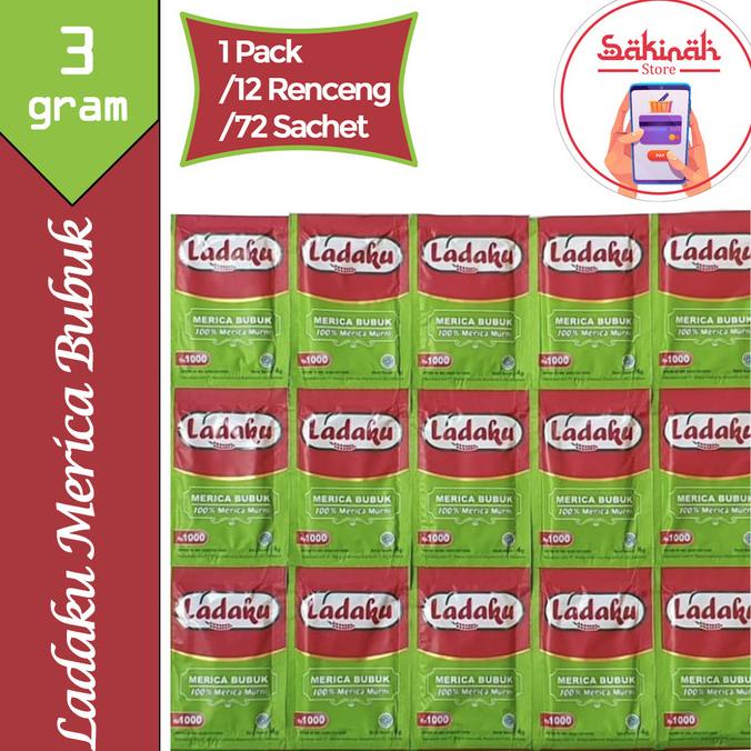 

Ladaku Merica Bubuk Sachet (4 Gram) - 1 Pak / 6 Renceng / 72 Sachet