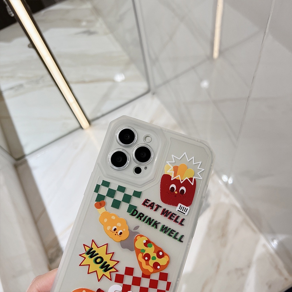 IPHONE Kartun Hamburger Keripik Pizza Lucu Lembut Casing Ponsel Cover Untuk Iphone7 8 PLUS X XR XS 11 12 13 14 MINI PRO MAX SE 2020