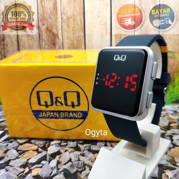 COD Q&Q QnQ QQ LED Jam Tangan Pria Wanita Strap Karet M197J004Y Original GARANSI KADO TERKINI