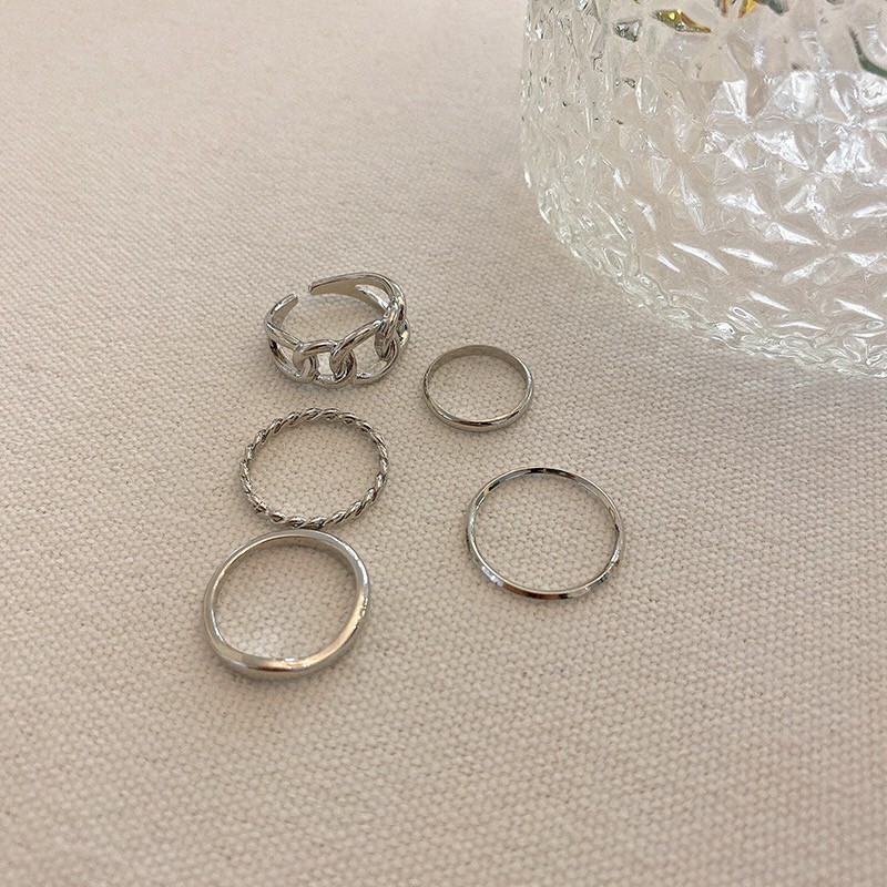 Set Cincin Jari Telunjuk Bahan Logam Gaya Retro