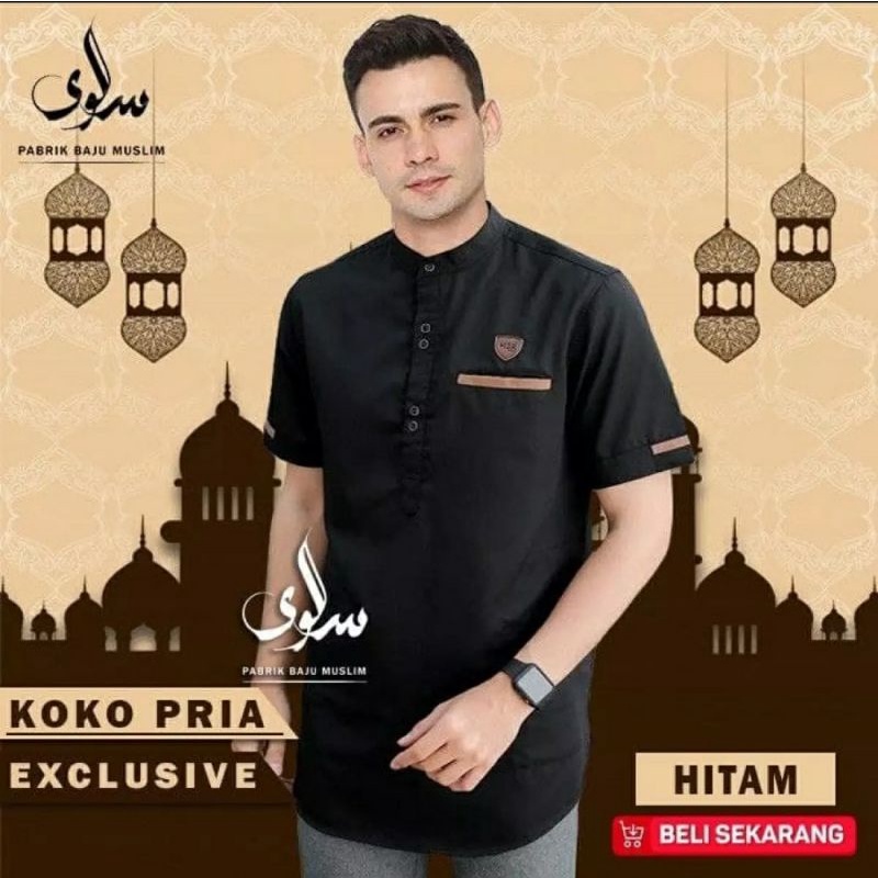 BAJU KOKO KURTA PAKISTAN FASHION MUSLIM PRIA  DEWASA LENGAN TANGAN PENDEK BAHAN TOYOBA MODERN MURAH